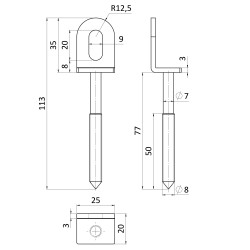 Kotvenie plotu 35X25mm s hmoždinkou, zinok Kotvenie plotu 35X25mm s hmoždinkou, zinok